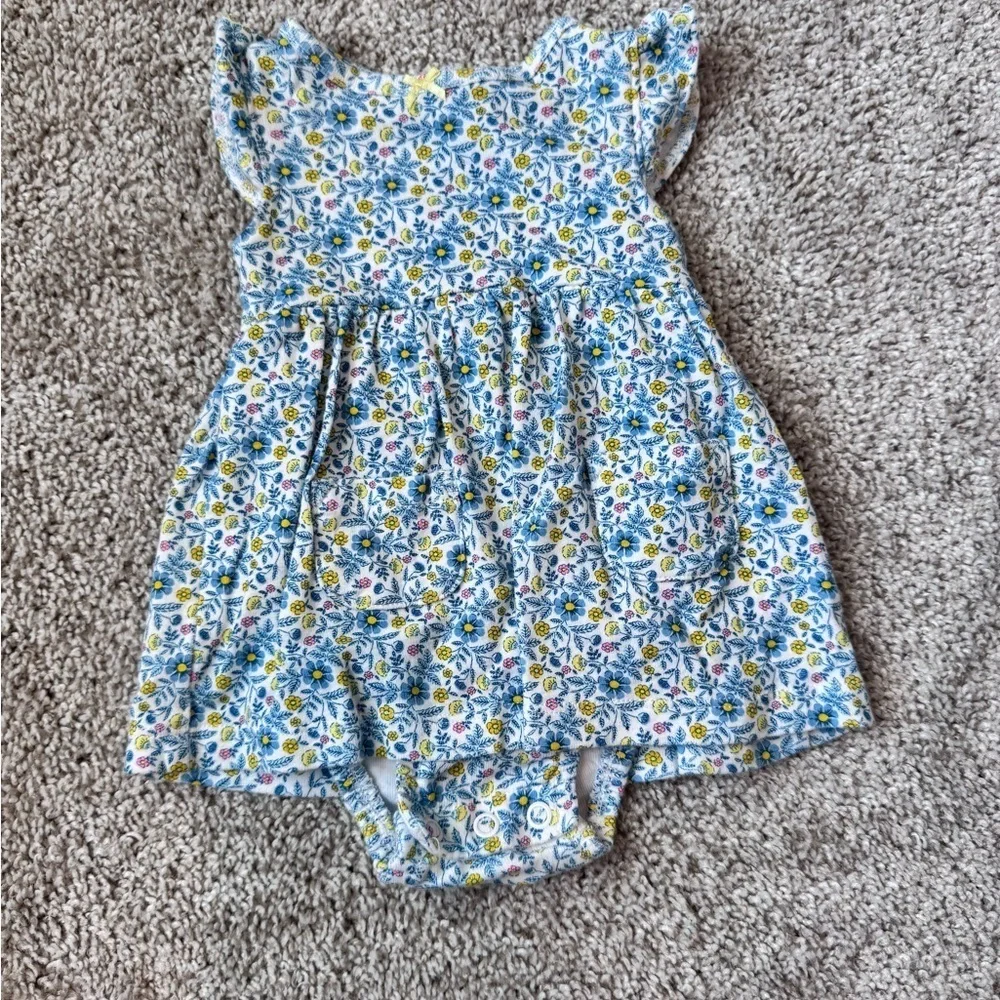 Carter’s Baby Girl Floral Dress Bodysuit with Yellow Cardigan - Size 3 Months